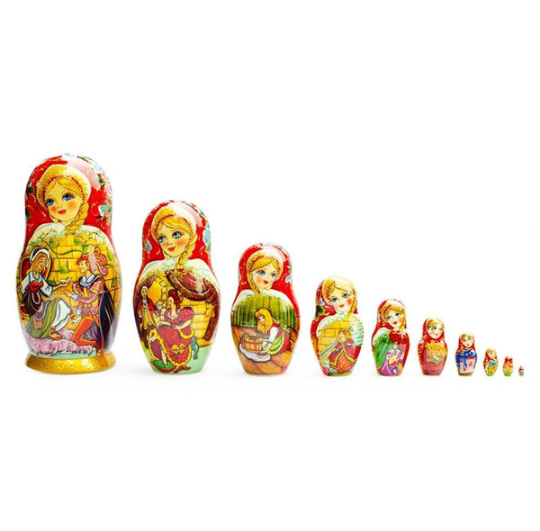 BestPysanky Set of 10 Cinderella Wooden Nesting Dolls 10 Inches