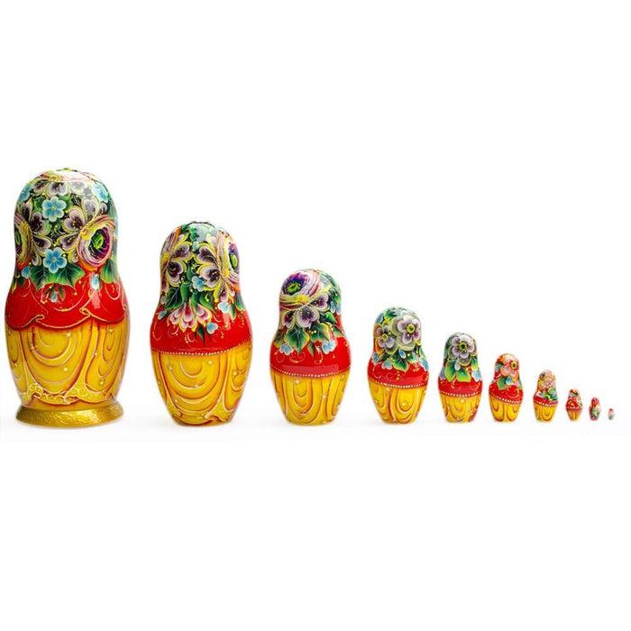 BestPysanky Set of 10 Cinderella Wooden Nesting Dolls 10 Inches