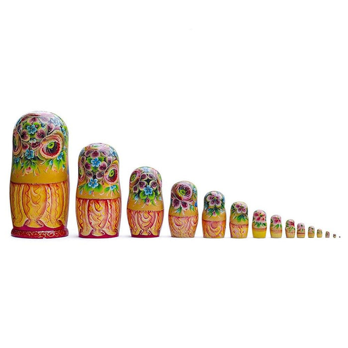 BestPysanky Set of 15 Cartoon Wooden  Nesting Dolls 13 Inches