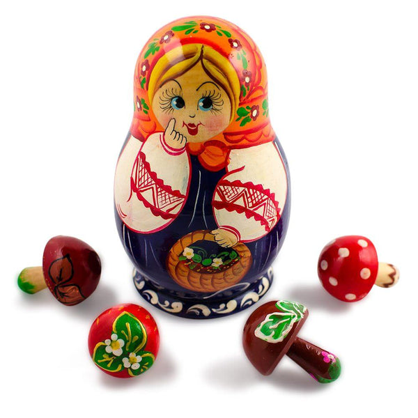 BestPysanky Anastasia with Mushrooms Nesting Dolls 5 Inches