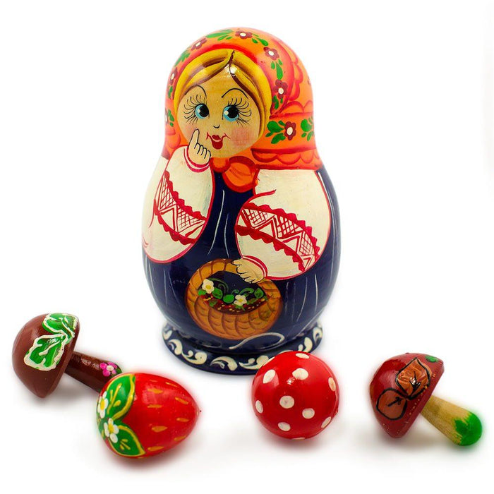 BestPysanky Anastasia with Mushrooms Nesting Dolls 5 Inches