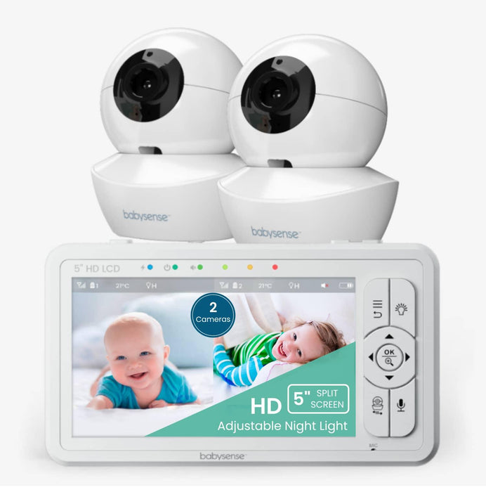 Babysense HDS2 - Video Baby Monitor with 2 HD Cameras, Split Screen, Nightlight & White Noise