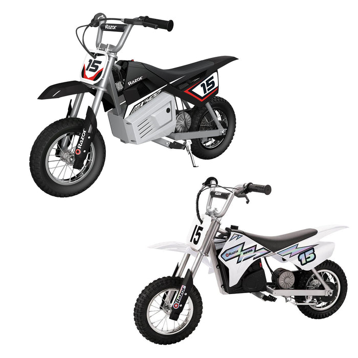 Razor MX400 Dirt Rocket Electric Motocross Motorcycle Bikes, 1 Black & 1 White