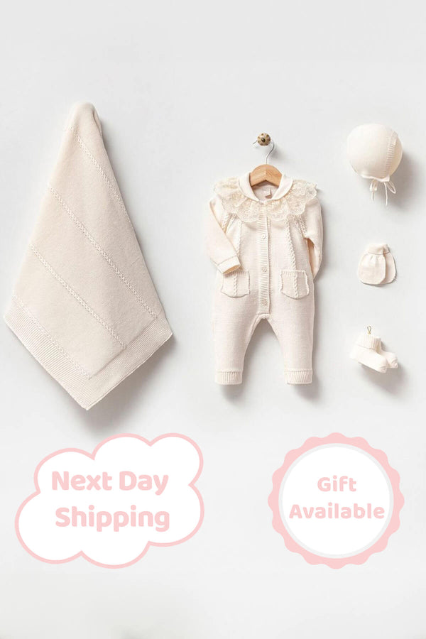 THA Dressing Adrian Cream Knit Newborn Coming Home Set (5 pcs)