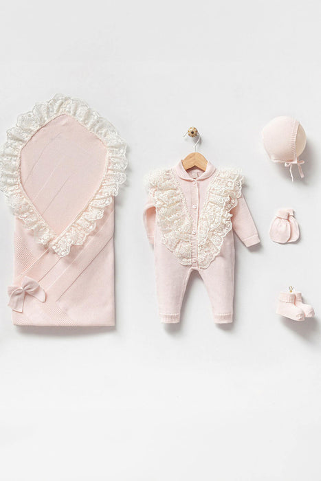 THA Dressing Eva Pink Newborn Knitwear Coming Home Set (5 pcs)