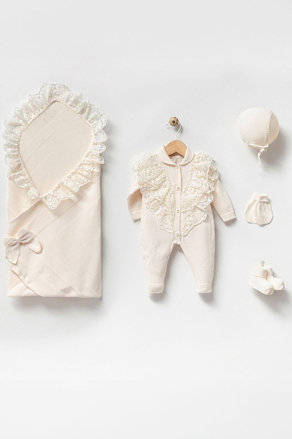 THA Dressing Eva Cream Newborn Knitwear Coming Home Set (5 pcs)