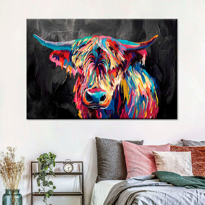 ElephantStock Colorful Highland Cow Wall Art