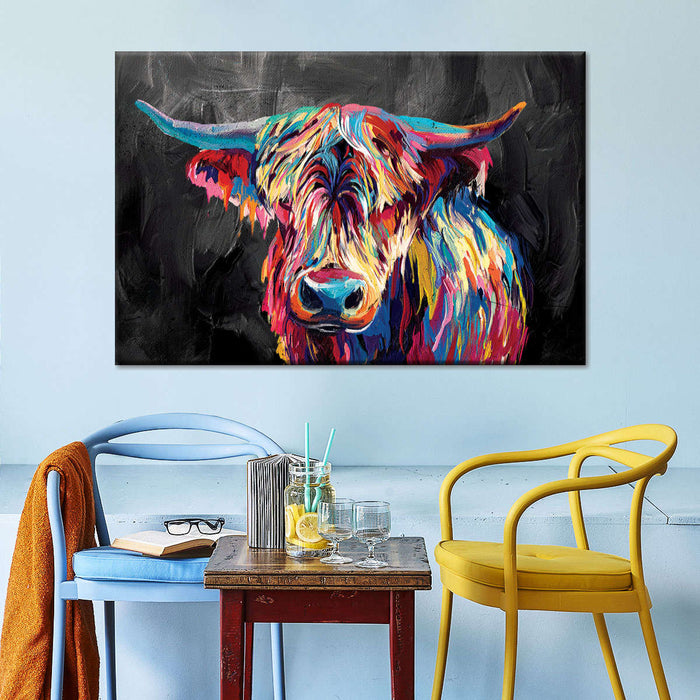 ElephantStock Colorful Highland Cow Wall Art