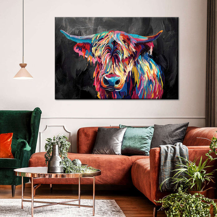 ElephantStock Colorful Highland Cow Wall Art