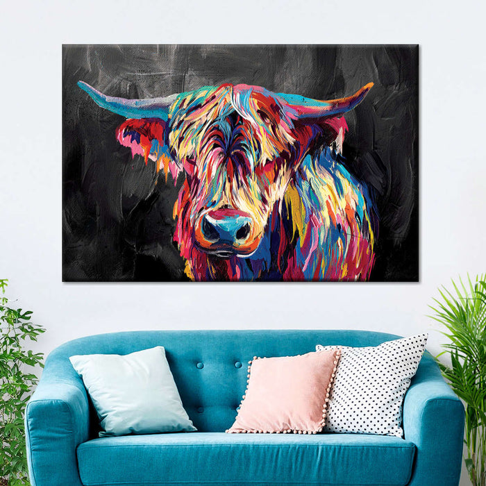 ElephantStock Colorful Highland Cow Wall Art