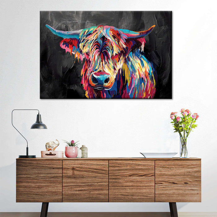 ElephantStock Colorful Highland Cow Wall Art