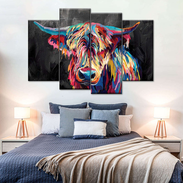 ElephantStock Colorful Highland Cow Wall Art