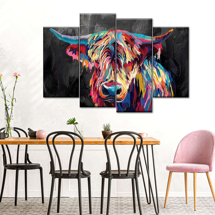 ElephantStock Colorful Highland Cow Wall Art