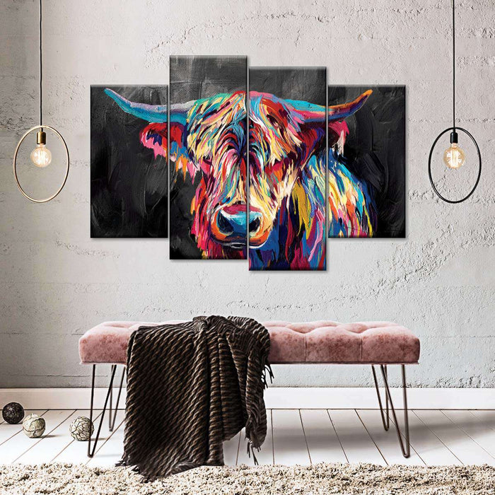 ElephantStock Colorful Highland Cow Wall Art