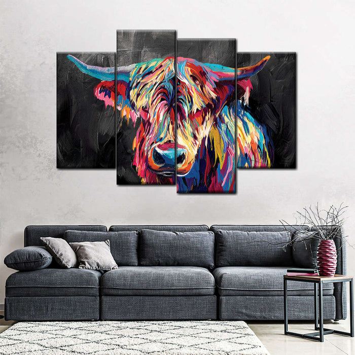 ElephantStock Colorful Highland Cow Wall Art