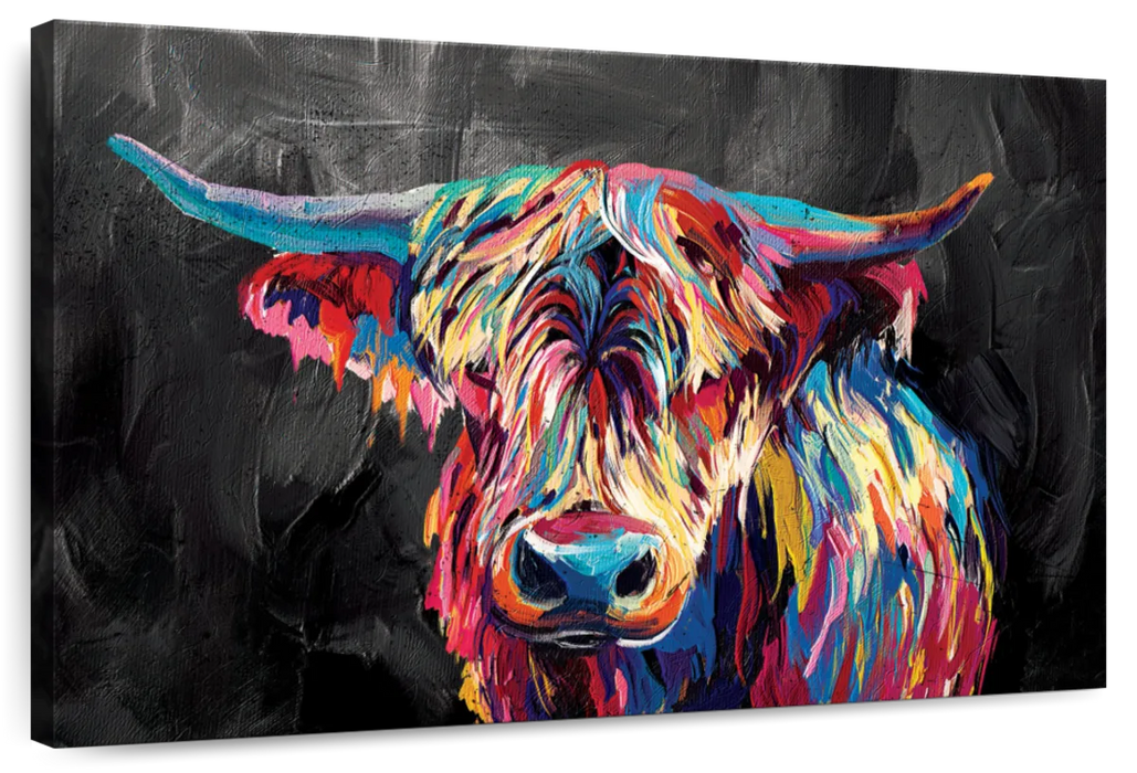 ElephantStock Colorful Highland Cow Wall Art