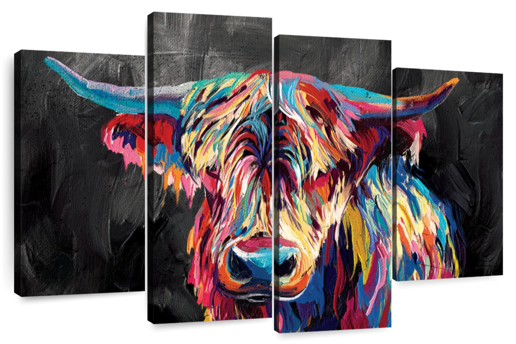 ElephantStock Colorful Highland Cow Wall Art