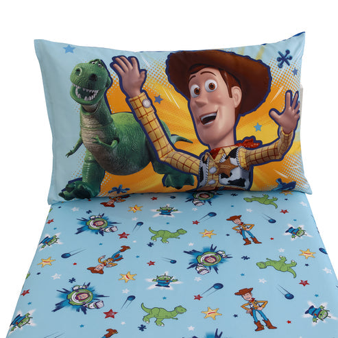 Disney Toy Story Power Up 2 Pack Super Soft Fitted Toddler Sheet and Pillowcase Set