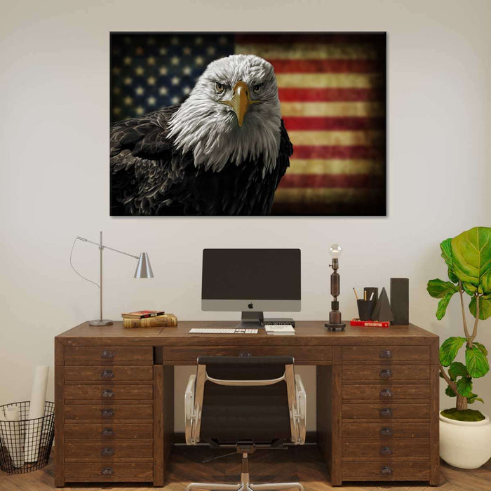 ElephantStock Eagle And Flag Of America Wall Art