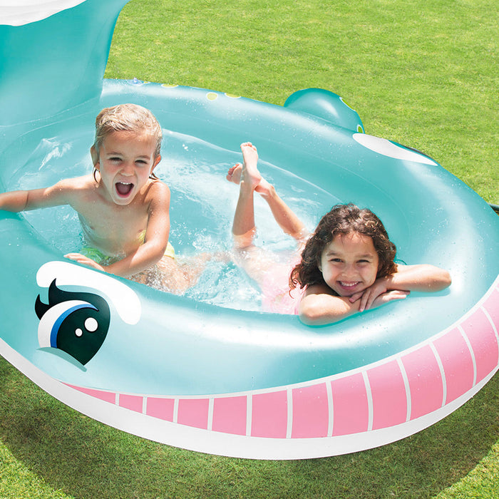 Intex 57440EP 79" x 77" x 36" Inflatable Whale Spray Kiddie Pool for Kids 2+