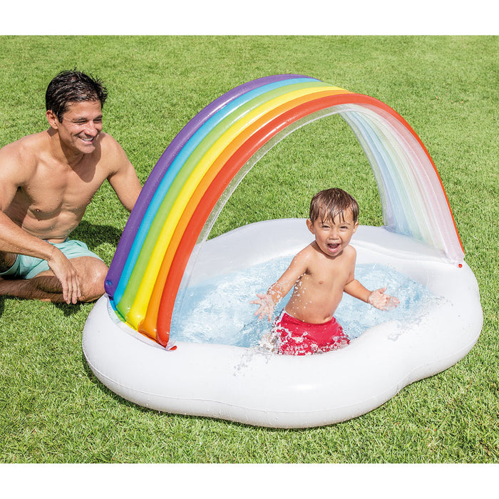 Intex 57141EP Inflatable Rainbow Cloud Outdoor Baby Pool for Ages 1-3 Years Old