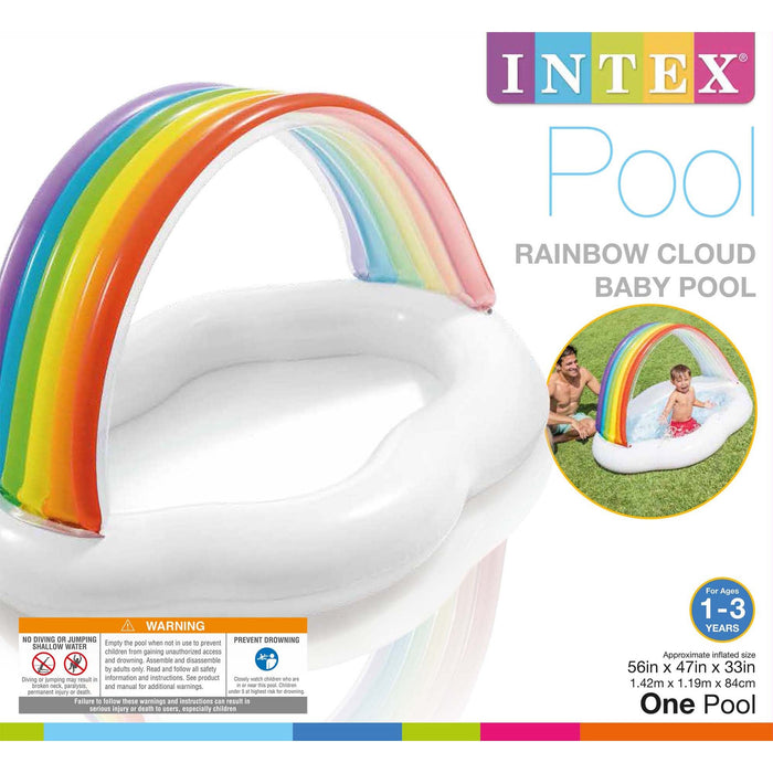 Intex 57141EP Inflatable Rainbow Cloud Outdoor Baby Pool for Ages 1-3 Years Old