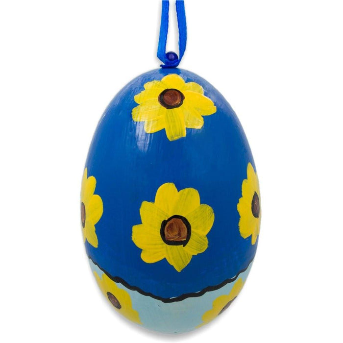 BestPysanky Nesting Doll  Blue Scarf Wooden Egg Ornament 3 Inches