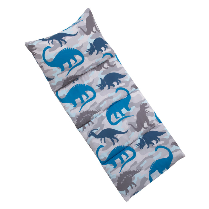 Everything Kids Navy, Grey and Royal Blue Dino Deluxe Easy Fold Nap Mat