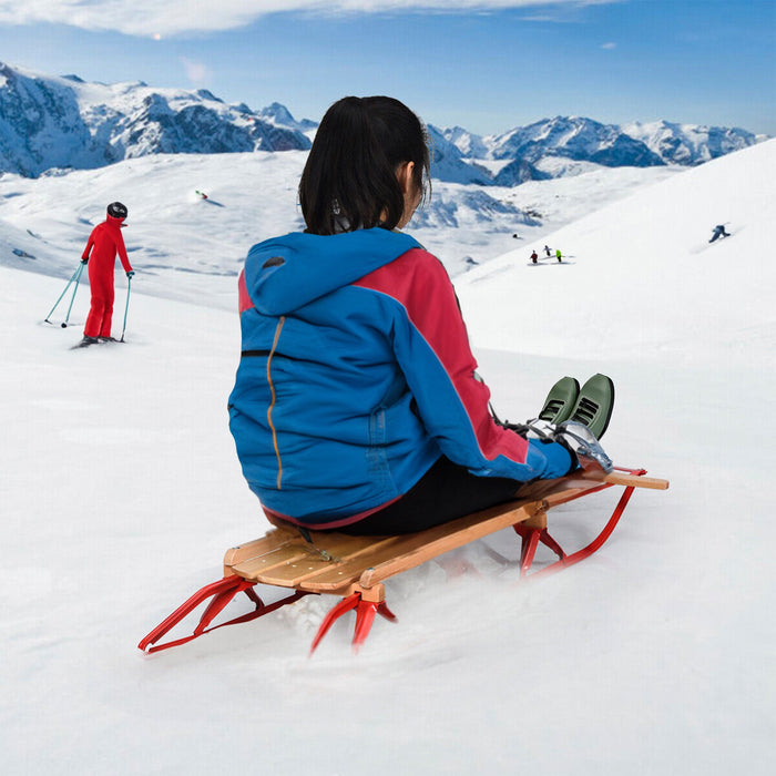 Flexible Flyer Metal Runner Steel/Wood 54" Long Snow Slider Sled for Kids, Red