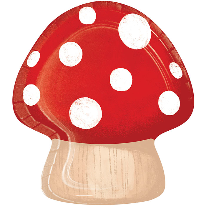 Party Decorations Party Gnomes Mushroom Shaped Plate 8ct