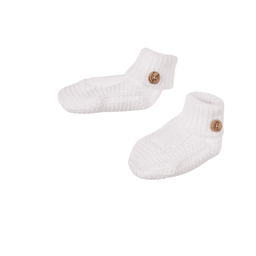 Bebe Sweeny PETIT SWEENY | Baby White Organic Cotton Knit Booties