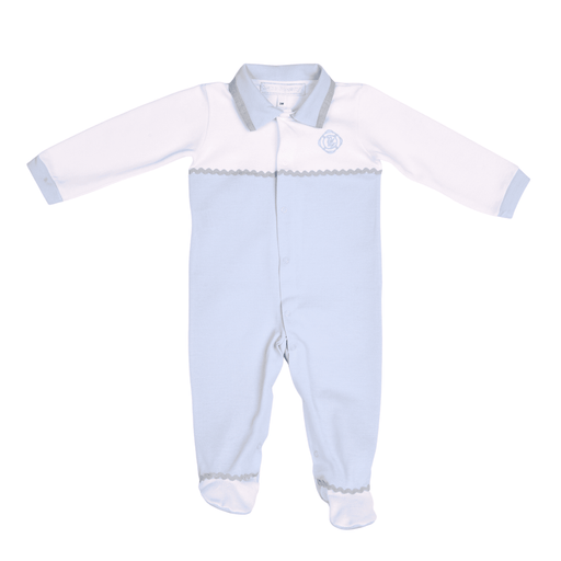 Bebe Sweeny PETIT MARIN | White & Light Blue Cotton Babygrow