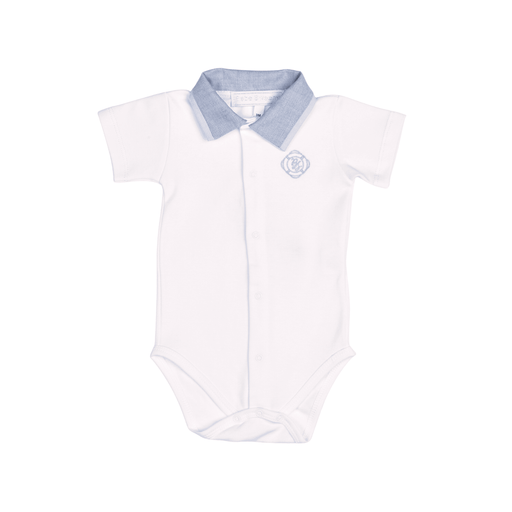 Bebe Sweeny PETIT MARIN | Boys Blue Oxford Collar Bodysuit