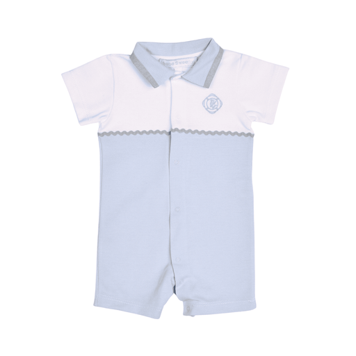 Bebe Sweeny PETIT MARIN | White & Light Blue Cotton Playsuit