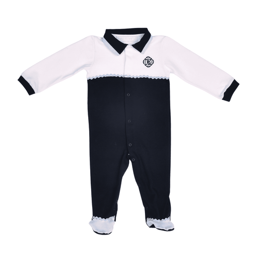 Bebe Sweeny PETIT MARIN | Boys White & Navy Blue Cotton Babygrow