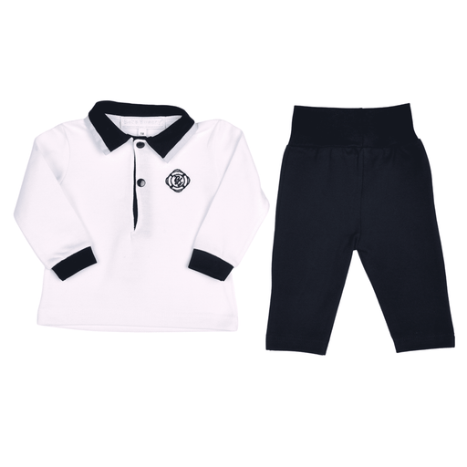 Bebe Sweeny PETIT MARIN | Boys White & Navy Blue Cotton Set