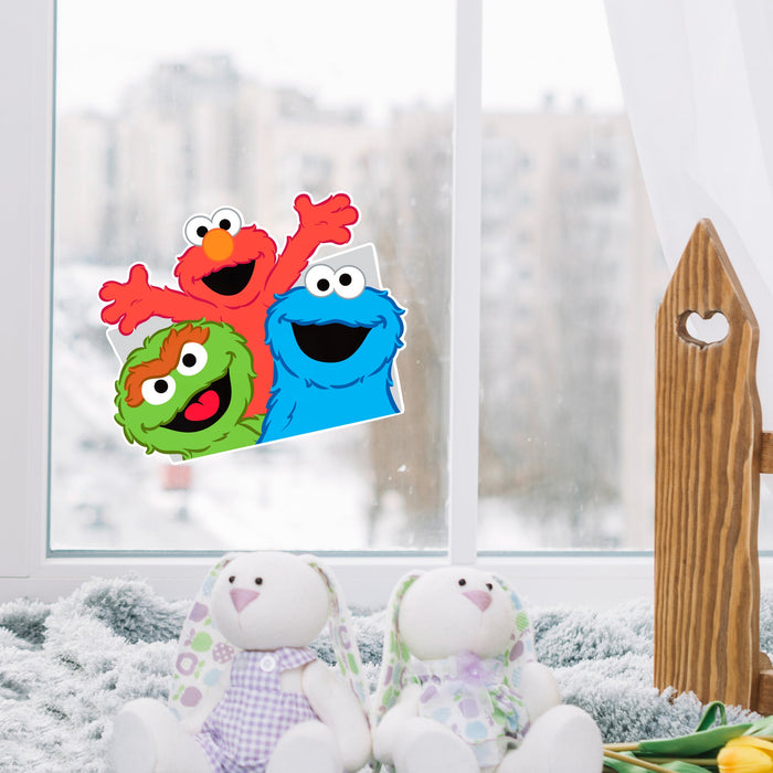 Fathead Group 2 Window Cling - Officially Licensed Sesame Street Removable Window Static Decal