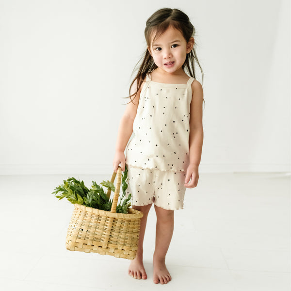 Makemake Organics Organic Girls Spaghetti Top & Shorts Set - Pixie Dots