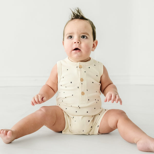 Makemake Organics Organic Baby Short Romper - Pixie Dots