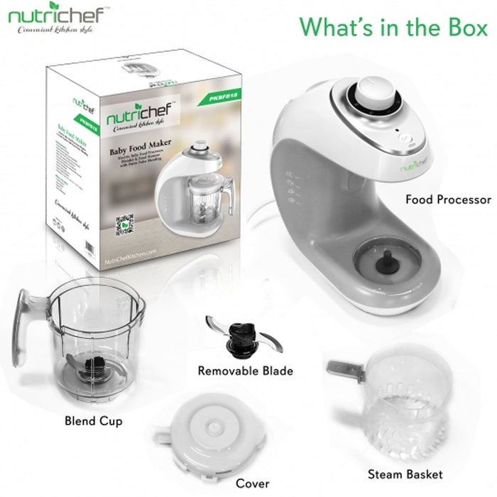 NutriChef Electric Baby Food Maker Puree Food Processor, Blender, and Steamer