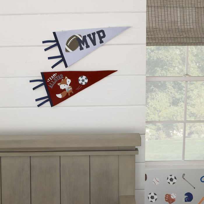 NoJo Team All Star Sporty 2 Pack Felt Pennants Wall Décor