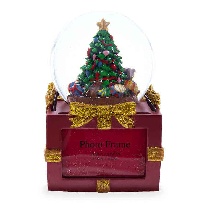 BestPysanky Four-Sided Picture Frame Christmas Tree Musical Water Snow Globe