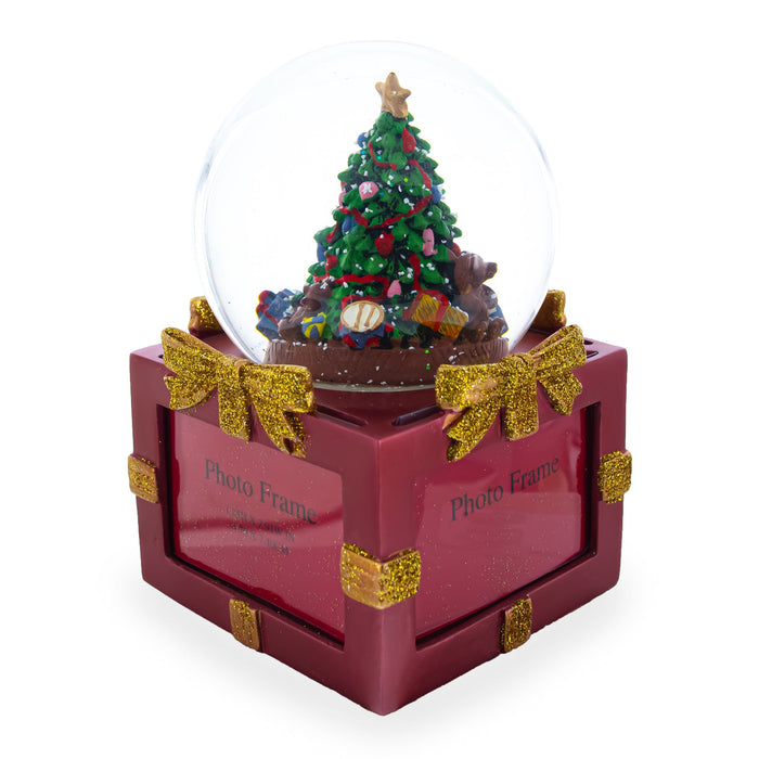 BestPysanky Four-Sided Picture Frame Christmas Tree Musical Water Snow Globe