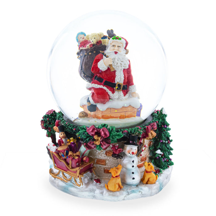 BestPysanky Santa's Chimney Adventure Musical Water Snow Globe