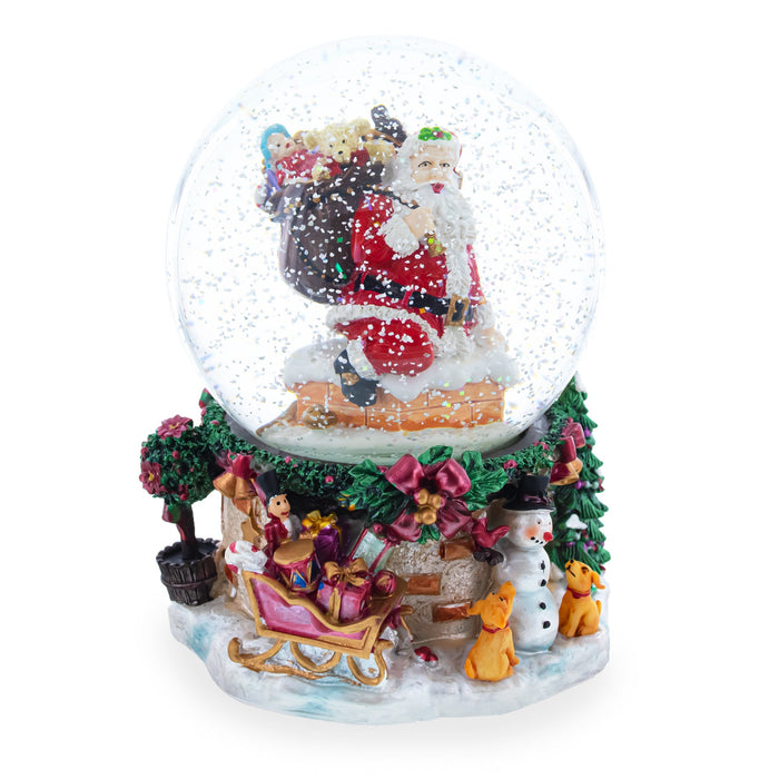 BestPysanky Santa's Chimney Adventure Musical Water Snow Globe