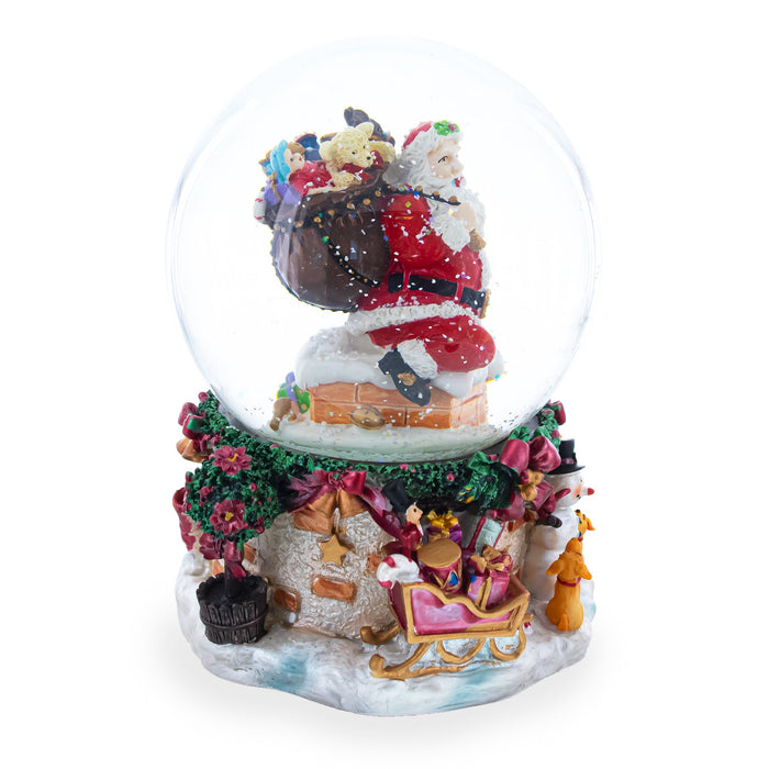 BestPysanky Santa's Chimney Adventure Musical Water Snow Globe