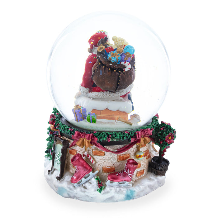 BestPysanky Santa's Chimney Adventure Musical Water Snow Globe