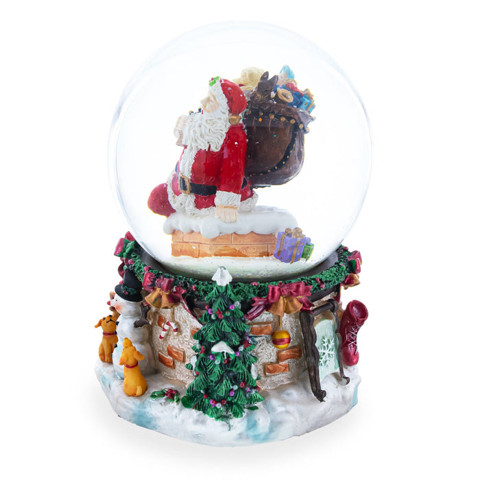 BestPysanky Santa's Chimney Adventure Musical Water Snow Globe