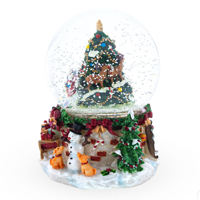 BestPysanky Santa's, Snowman and Canine Companions Musical Water Snow Globe