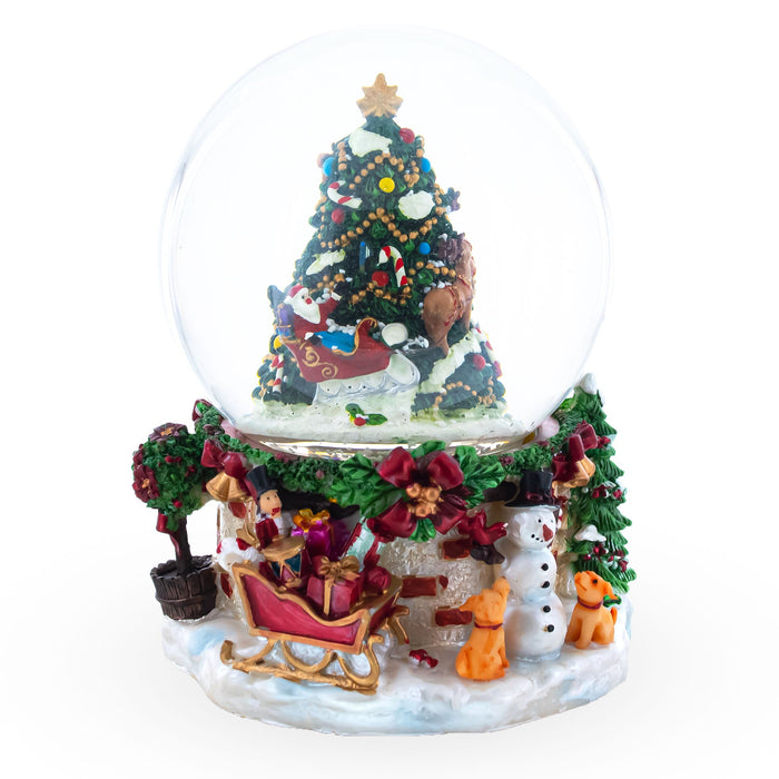 BestPysanky Santa's, Snowman and Canine Companions Musical Water Snow Globe